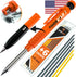 THORVALD New 2-in-1 Carpenter Pencils with Finger Grip, Includes 7 Leads + Sharpener, Best Marking Tools