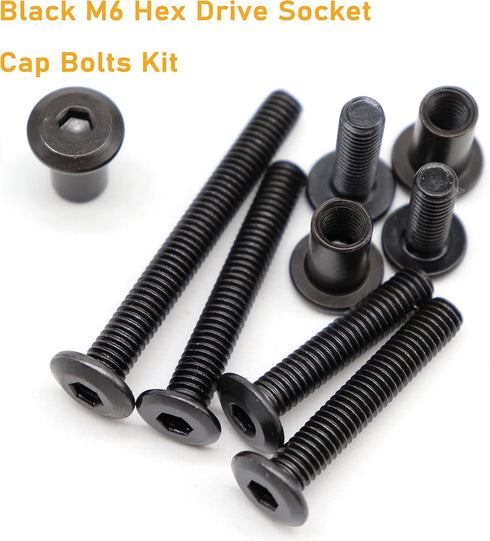 binifiMux M6 35-Set Countsunk M6x15mm/ 20mm/ 25mm/ 30mm/ 35mm/ 40mm/ 50mm Black Hex Drive Socket Cap Bolts Kit, Allen