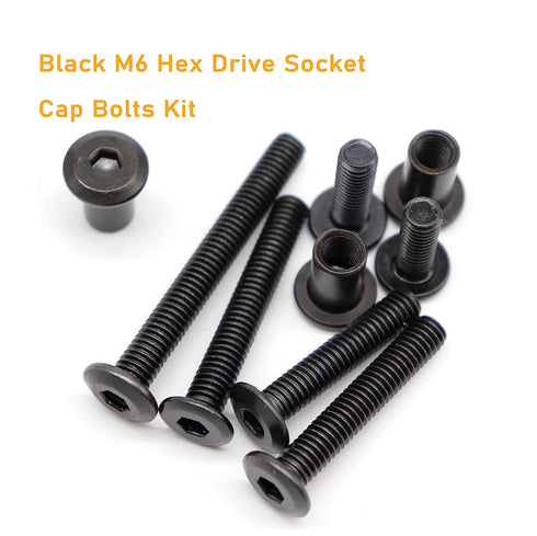 binifiMux 100pcs M6 Countsunk Kit,M6x20mm/30mm/40mm/50mm/60mm/70mm/80mm Black Hex Drive Socket Cap Bolts Dowel Joint