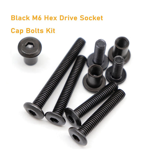 binifiMux 100pcs M6x15mm/25mm/35mm/45mm/55mm/65mm/75mm Baby Bed Crib Screws Hardware Replacement Kit, Black Hex Drive