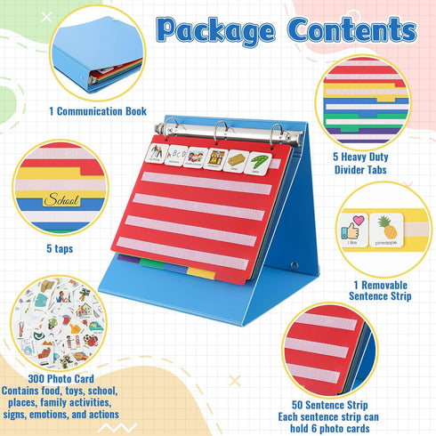 Dunzoom Communication 300 Kids Visual Nonverbal Schedule Board Book for Autism, ASD Laminate Language Vocabulary Speech