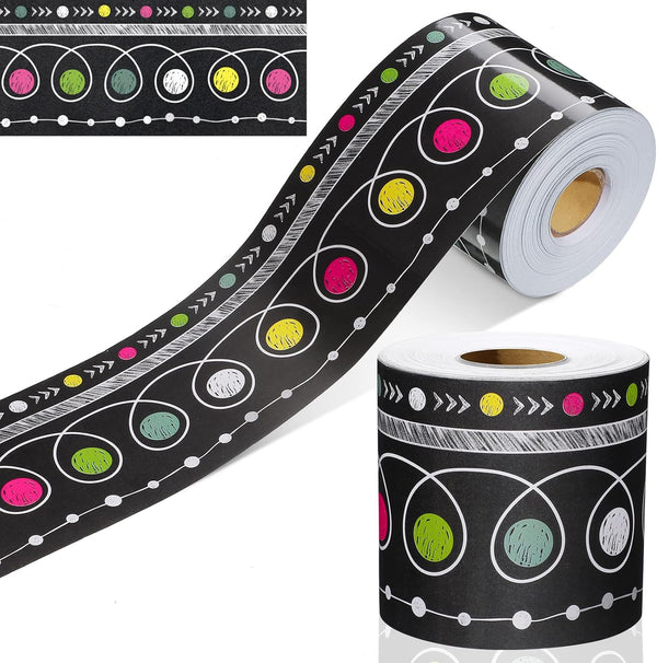 Straight Rolled Trim Border Bulletin Board Decor, Colorful Classroom Borders for Teacher Wall Chalkboard Decorations