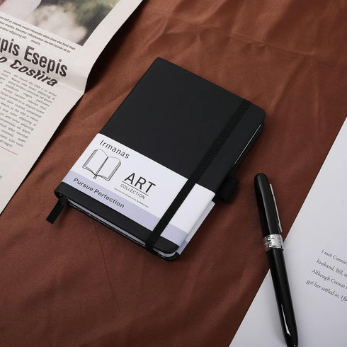 Pocket Notebook, Small Notebook 4.25"x 5.75", Mini Ruled Lined Journal, Smooth Leather Hard Cover, 160 Pages