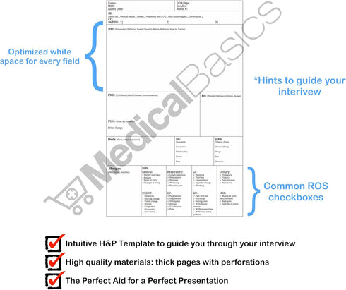 H&P Notebook (3 Pack) - Medical History and Physical Notebook with 100 Medical Templates and Perforations