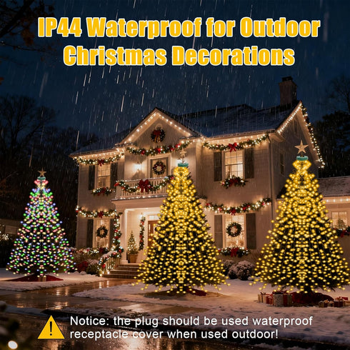 Tosylin 6.56Ft 16 400 17 Smart Christmas Tree Lights with Ring, x Lines String LED Indoor Outdoor with APP Control
