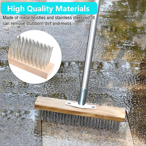 Enwomaty 62" Concrete Scrub Brush - Concrete Brush Wire Broom with Long Handle - Deck Brushes for Scrubbing Heavy Duty
