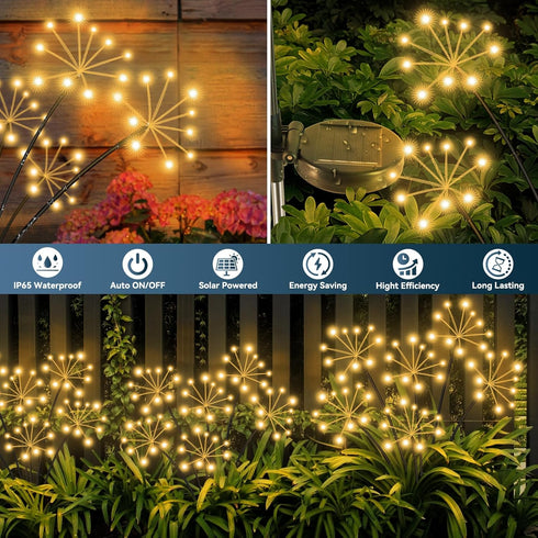 2 Pack Slyuexu Solar Garden Lights Waterproof Swaying Starburst Light Solar Outdoor Lights for Yard Patio Walkway