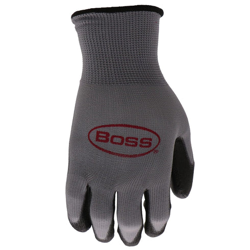 Boss Men's Grip 10-Pack Polyurethane Coated Work Gloves - Water and Chemical Resistant, Large