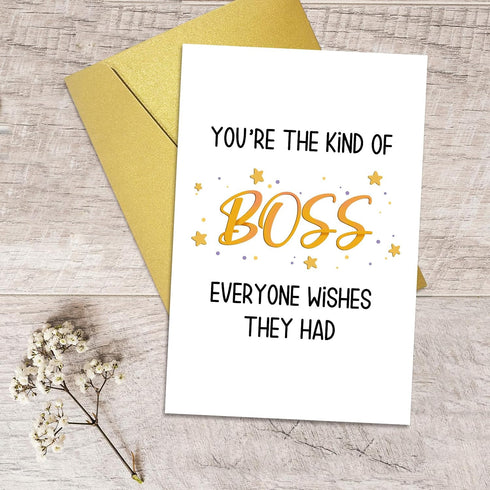 Qiliji Funny Birthday Card for Boss Manager, Thank You Card for Bosses, Bosses Day Card for Men Women, You're The Boss