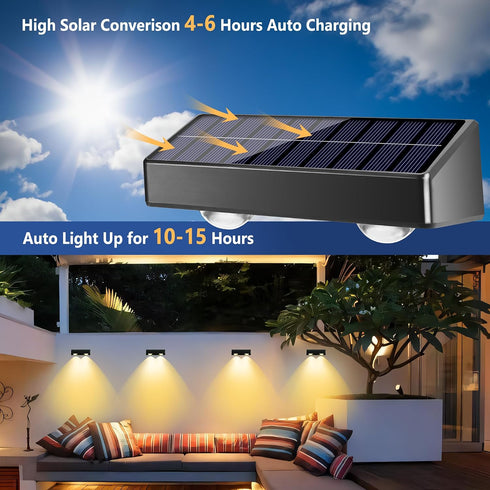 8 Pack 9 11 100lm IP65 Brizled Solar Fence Lights Outdoor, Colors & Modes - Warm White/Cool White/RGB Color Changing