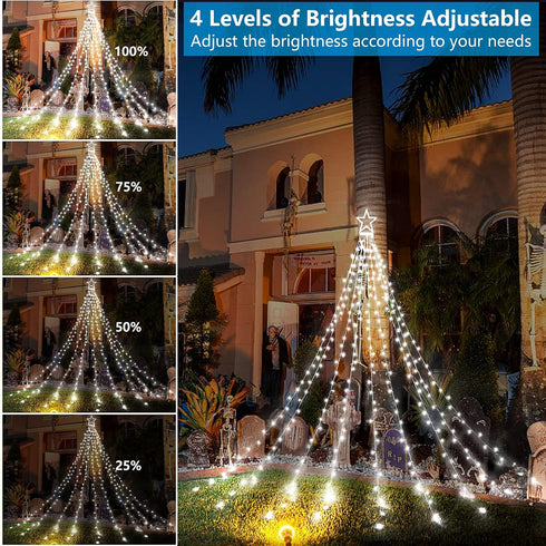 8 320 Decute Christmas Decorations Outdoor String Lights Modes and Timer with Remote, Waterproof LED Christmas Tree