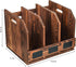Rustic Torched Brown Wooden Desktop Document Organizer, Office Chalkboard Labels, File Folder Sorter, Table