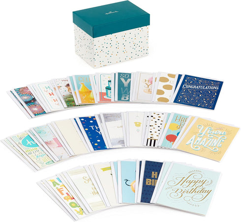 Assortment48 Hallmark All Occasion Cards Cards and Envelopes with Card Organizer Box (Polka Dots)