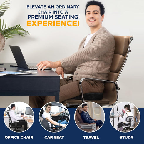 Tailbone EcoNour Gel Seat Cushion Office Chair Cushions for Sciatica & Pain Relief Coccyx Memory Foam Desk Chair