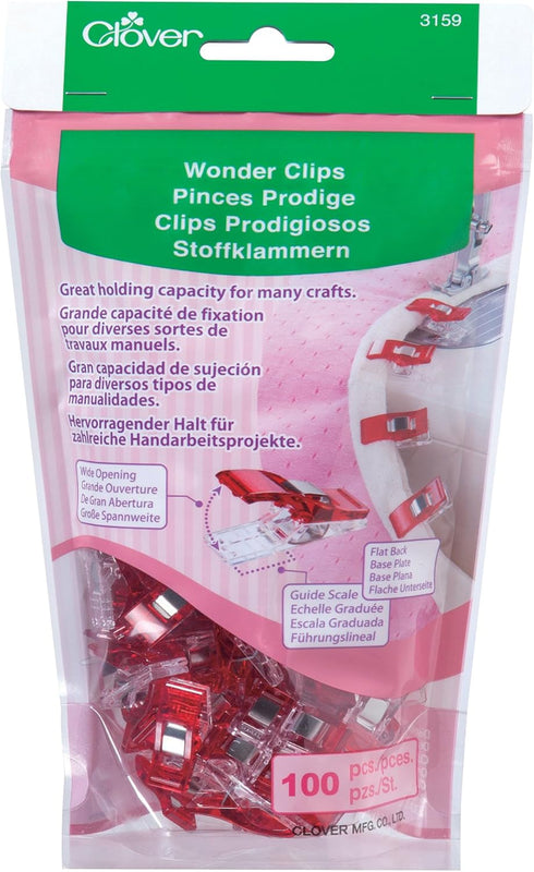 Clover Wonder Clips 100 count bag, Jumbo, Red by Clover