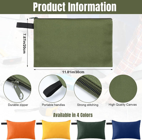 12 16 oz 11.8" 7.9" Workshop(4 Eccliy Pcs Canvas Tool Bag Pouch Zipper Heavy Duty Utility Pouch Bag Multipurpose