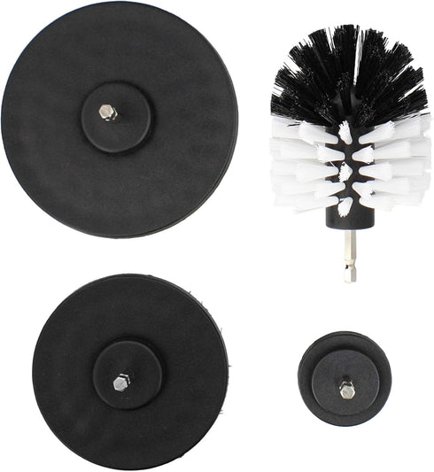 ABN Power Scrubber Cleaning Brush Set - 4 Piece White Soft Bristle Shower Scrubber Kit for Home and Auto