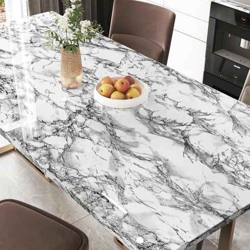 Grey Marble Contact Paper for Countertops Gray/White Glossy Peel and Stick Wallpaper Self Adhesive Vinyl Granite Contact Paper for Cabinets Kitchen Wallpaper for Shelf Liner 15.8''x78.7'' by Wallercity