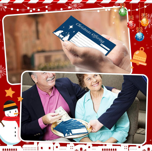 Cholemy 500 Pcs Christmas Offering Envelopes, 6.3 x 3.1 Inch Tithes and Donation Envelopes for Church Supplies (Star)