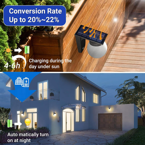 1 Pack, 3 IP65 Solar Wall Lights Outdoor, Lighting Modes, Waterproof, Wireless Solar Powered LED Lights for Backyard
