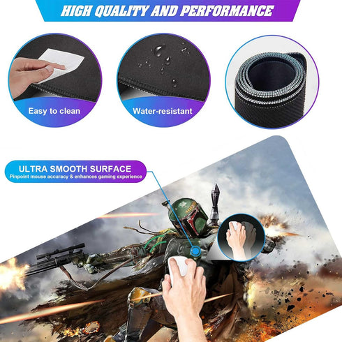 Large XXL Gaming Mouse Pad - Oversize Mousepad with Stitched Edge Frame & Anti-Slip Rubber Base, 31.5X15.7