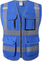 Class 2 Retro-Reflection Safety Vests, 9 Pockets and Front Zipper ANSI/ISEA 107-2015 (Blue-3, 2X-Large)