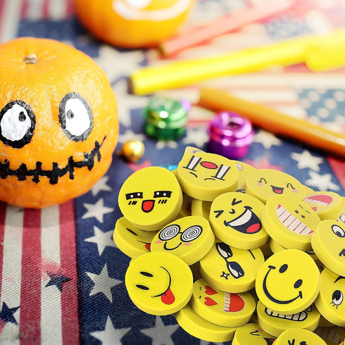 Mr. Pen Erasers, Pack of 64, Smiley Pencil Erasers for Kids, Fun School Supplies, Mini Erasers for Students