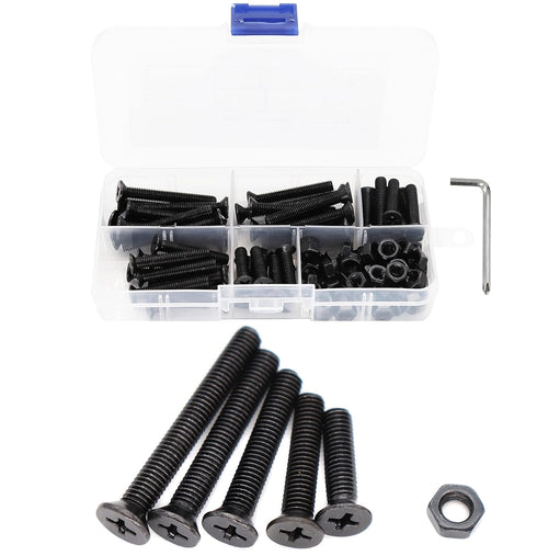 binifiMux 100pcs Flat Phillips Head Black M5 Countersunk Machine Screws Assortment Kit (20mm/25mm/30mm/35mm/40mm)