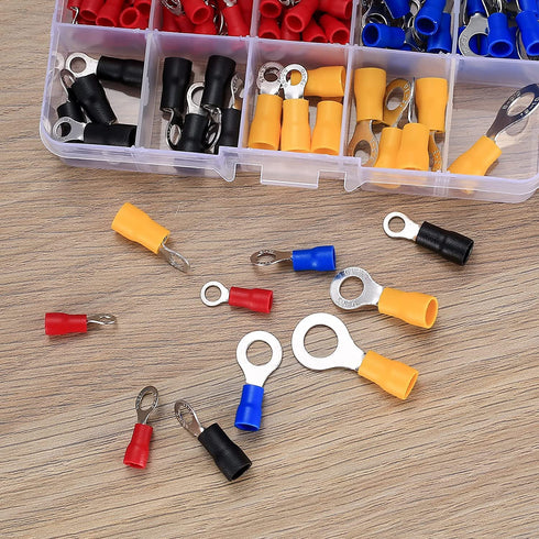 102 Pcs Disconnect Electrical O Ring Crimp Terminals Connectors Assortment Kit for Quick Wiring