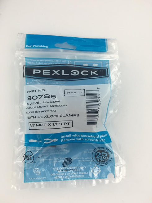 Flair-IT Central PEXLOCK 30785 SW Elbow, 1/2" MPT x 1/2"FPT, Black