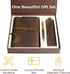 Leather Bound Journal - Handmade Gift Set with Genuine Leather Bookmark and Stylish Pen, 300 Pages, 8x6"