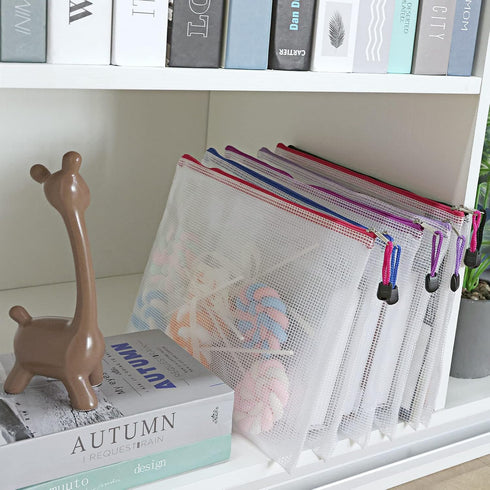 EOOUT 32pcs Mesh Zipper Pouch Bags, Letter Size A4 Organizing Bags with Zipper for Office Supplies and Puzzles
