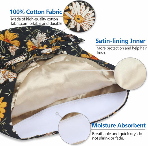 IRIS CRAFT Satin-Lined Scrub Cap with with Ponytail Pocket, Cotton Scrub Medical Nurse Hat with Sweatband Elastic Tie