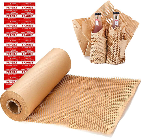 Honeycomb Packing Paper Wrap 15"x131' Sustainable Alternative to Bubble Wrap for Moving/Shipping/Packing Roll
