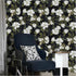 HAOKHOME 93169-1 Peel and Stick Gardenia Floral Wallpaper Removable Black/White/Green Vinyl Self Adhesive Mural 17.7in x 9.8ft by HAOKHOME