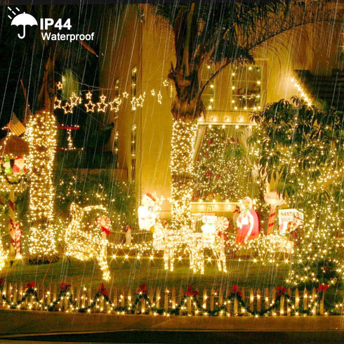 weillsnow 164 500 8 FT LED Christmas Lights Outdoor, Waterproof Christmas Fairy Lights with Timer, Plug in Warm White