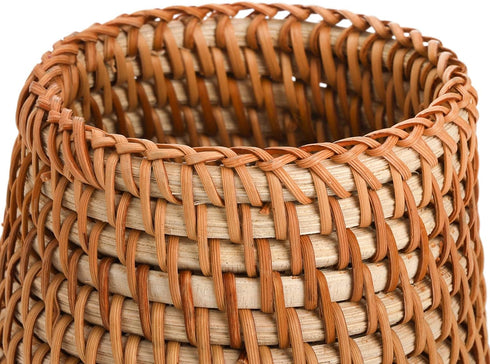 Set 2 Elsjoy of Wicker Pencil Holder, Natural Rattan Pen Cup Woven Makeup Brush Holder, Rustic Utensil Caddy Wicker Pen