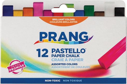 Prang Pastello Paper Chalk, Assorted Colors, Square, 12 Count