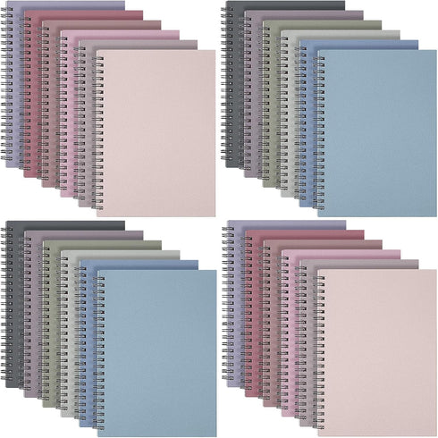 Fuutreo 24 Pcs Spiral Notebook - A5 8.3 x 5.7 Inch, College Ruled, Kraft Cover, 60 Sheets, 120 Pages for Office School