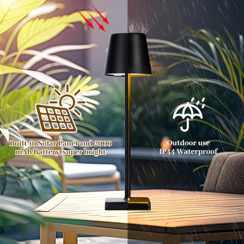 Waterproof,2000mAh Dimming Livinlarge Cordless Table Lamps,Rechargeable Outdoor Solar LED Lamp,Portable USB Desk Lamp