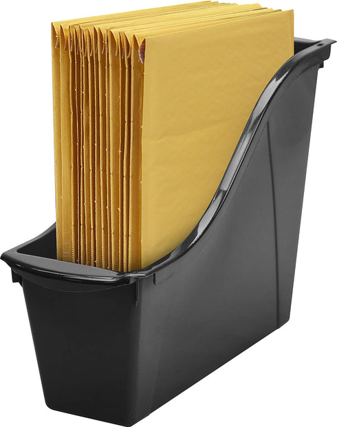 Storex Small Book Bin, Linking Storage Bins, Dry Erase Surface, 11.75" x 8.5" x 4.5", Onyx, 6-Pack