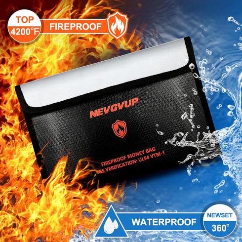 4200F 9.8 6.5" Set 2packs Fireproof Money Bag - Upgraded Heat Insulated, x Small Fireproof Document Bags