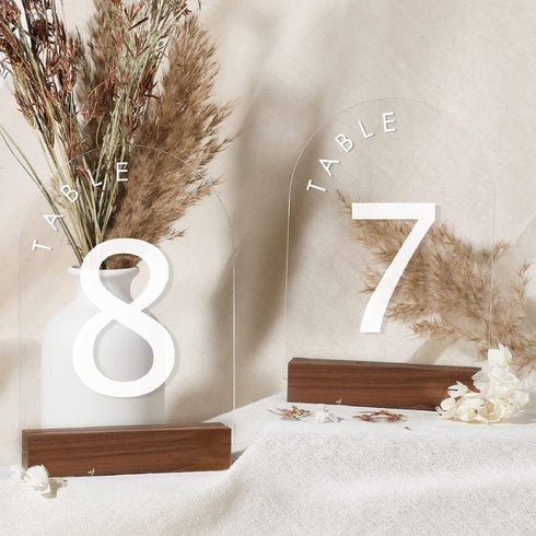 UNIQOOO 5 Pack Rustic Table Numbers Display Stands | Acrylic Sign Holders | Place Card Holder for Wedding Party Events