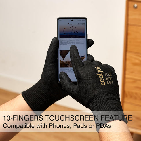COOLJOB A3 Cut Resistant Fishing Gloves for Men - Touchscreen Safety Work Gloves with Grip Nitrile
