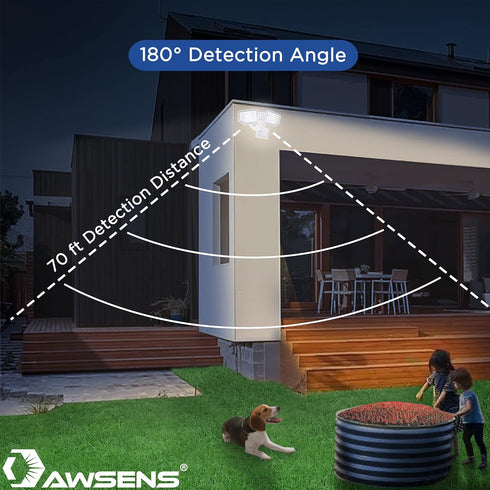 40W 180 4000 5000 2 LED Security Lights Motion Sensor Light Outdoor, Degree, LM, K, ETL Water Resistant, Clear Head