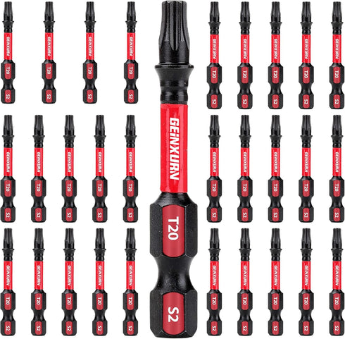 30 Pieces T20 2 In. Impact Tough Magnetic #20 Torx Head Power Bits, S2 Alloy Steel Screwdriver Bits Set