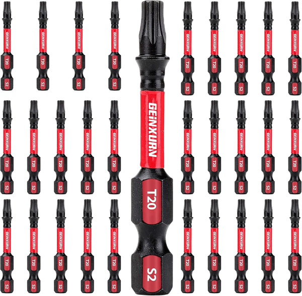 30 Pieces T20 2 In. Impact Tough Magnetic #20 Torx Head Power Bits, S2 Alloy Steel Screwdriver Bits Set