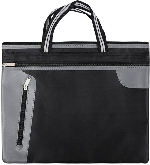 Portable Business Briefcase Zippered Bag, Waterproof A4 File Folder Bag, Carrying Case Handbag File Storage Organizer