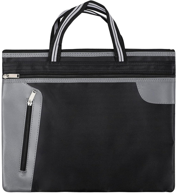 Portable Business Briefcase Zippered Bag, Waterproof A4 File Folder Bag, Carrying Case Handbag File Storage Organizer