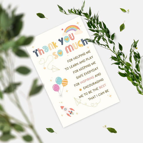 YIWANSIN Thank You Card Gift for Teacher, Preschool Teacher Appreciation Card from Parents, End of Year Thank You Gift